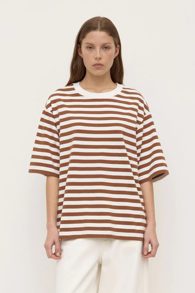 Assembly - Monte Stripe Cotton Short Sleeve Tee - Earth/Anique White