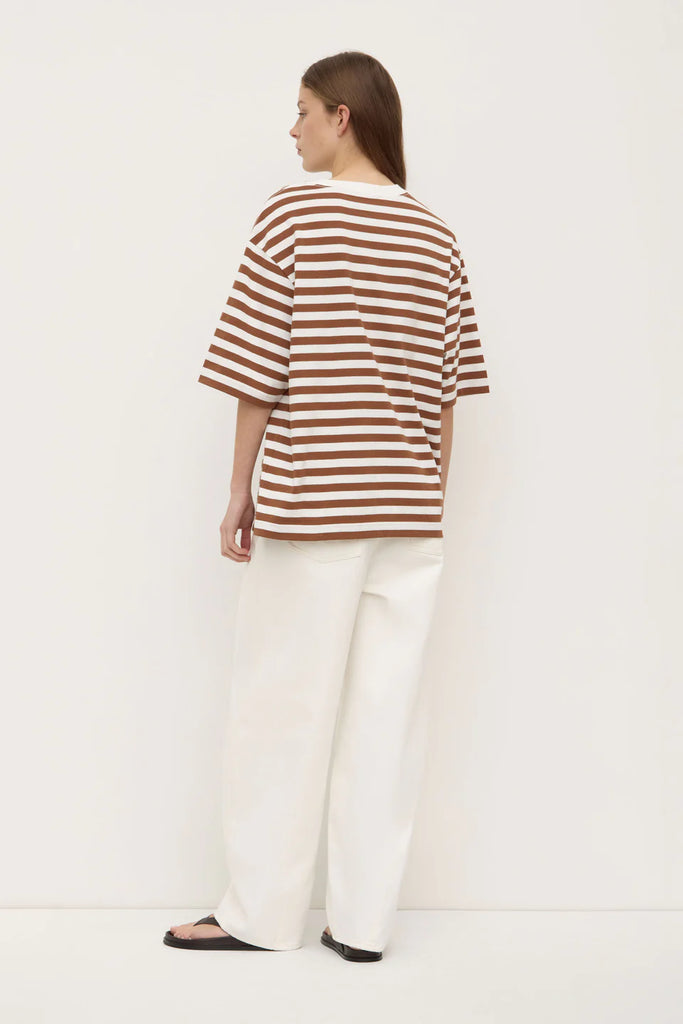 Assembly - Monte Stripe Cotton Short Sleeve Tee - Earth/Anique White