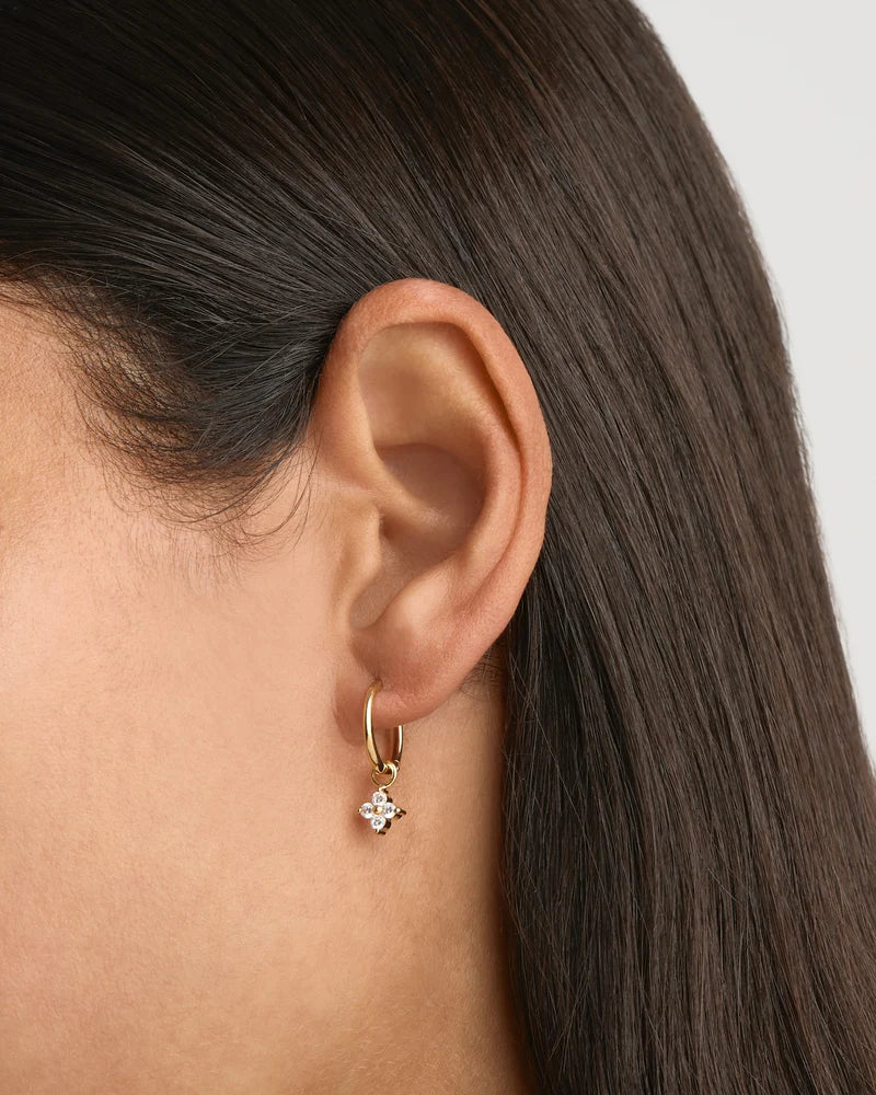 By Charlotte - Crystal Bloom Hoops - 18 K Gold Vermeil