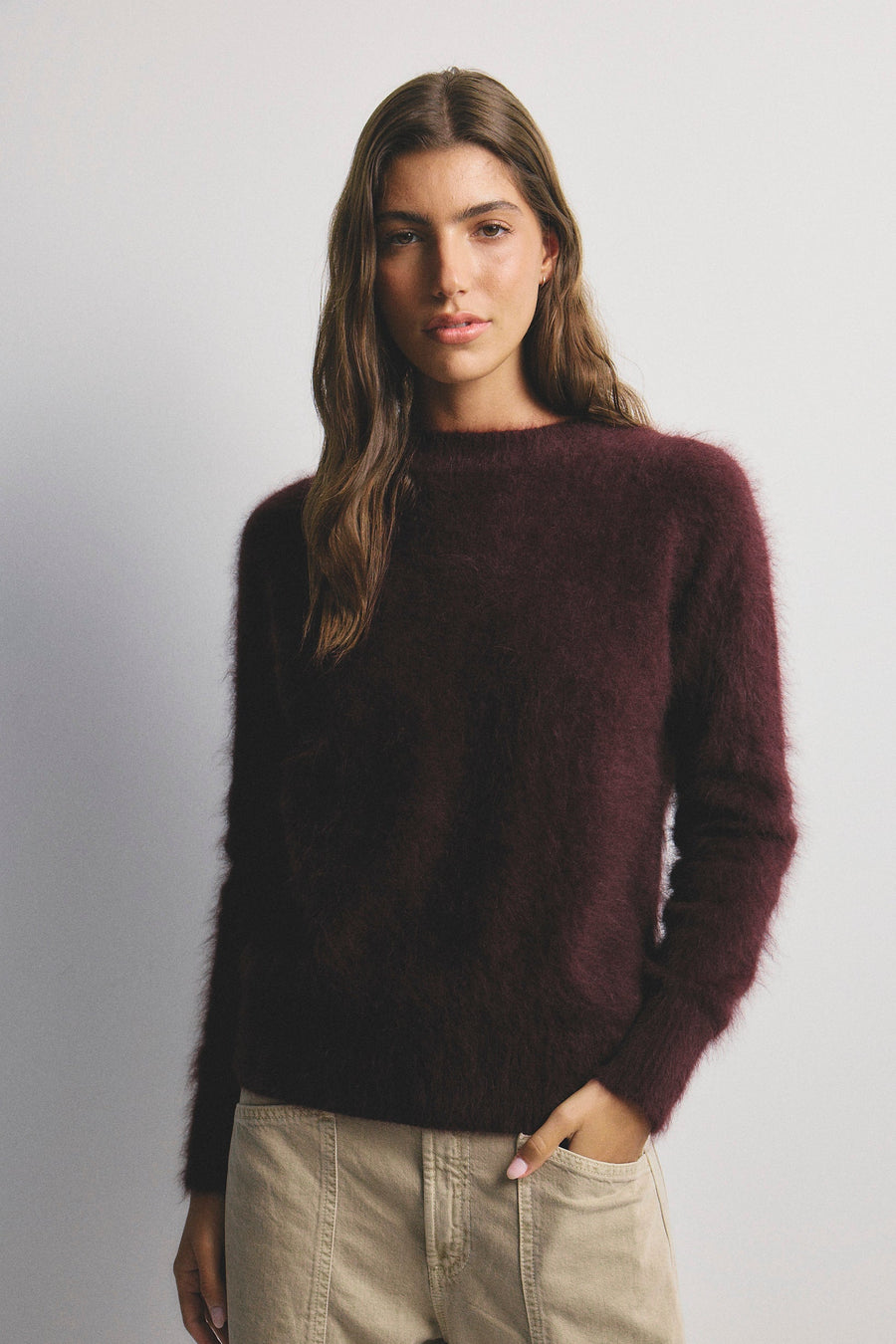 World Of Nomads - Adele Cashmere Crew Neck Knit - Aubergine