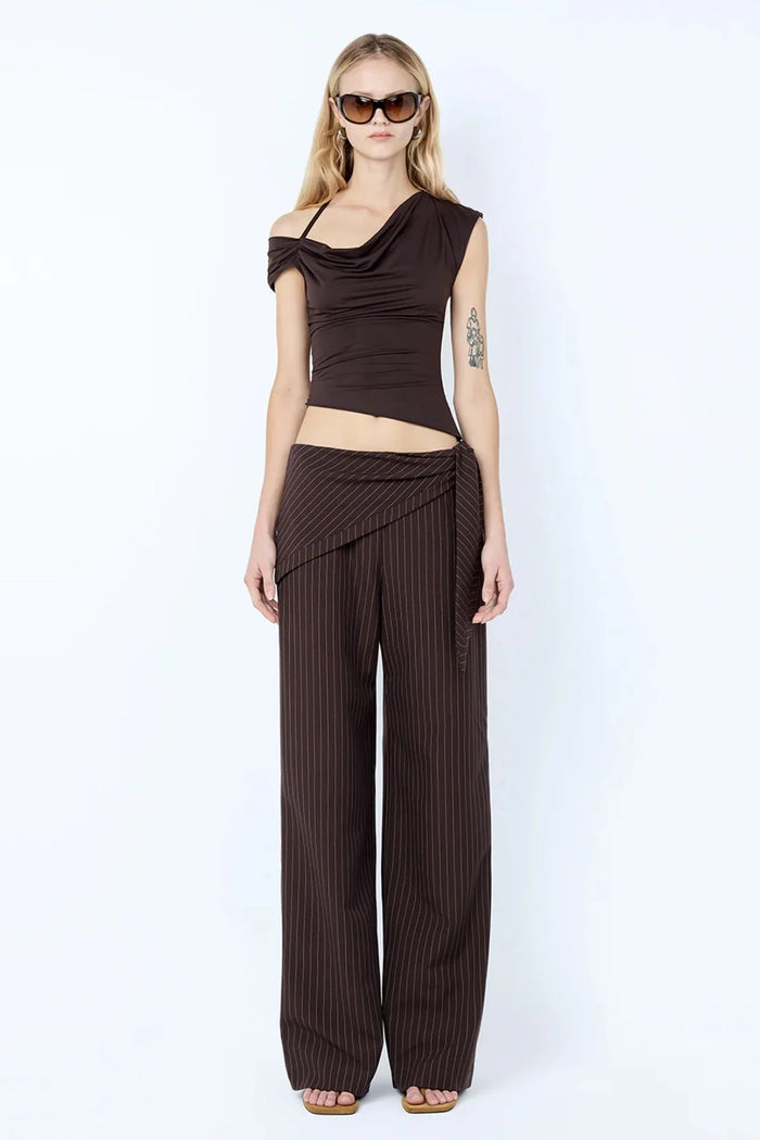 Bec & Bridge - Andre Overlay Pant - Choc Pinstripe