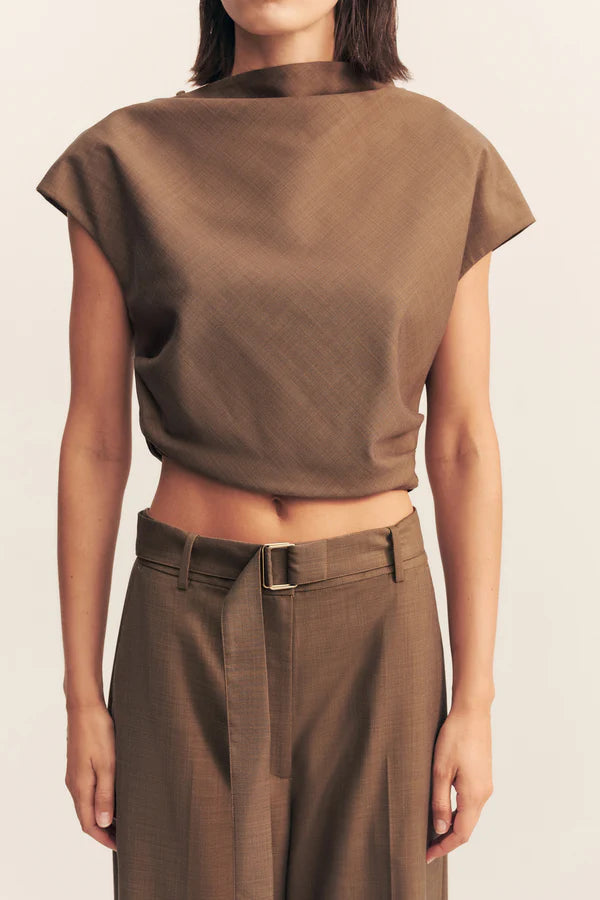 Shona Joy - Asher Wide leg Pant - Saddle