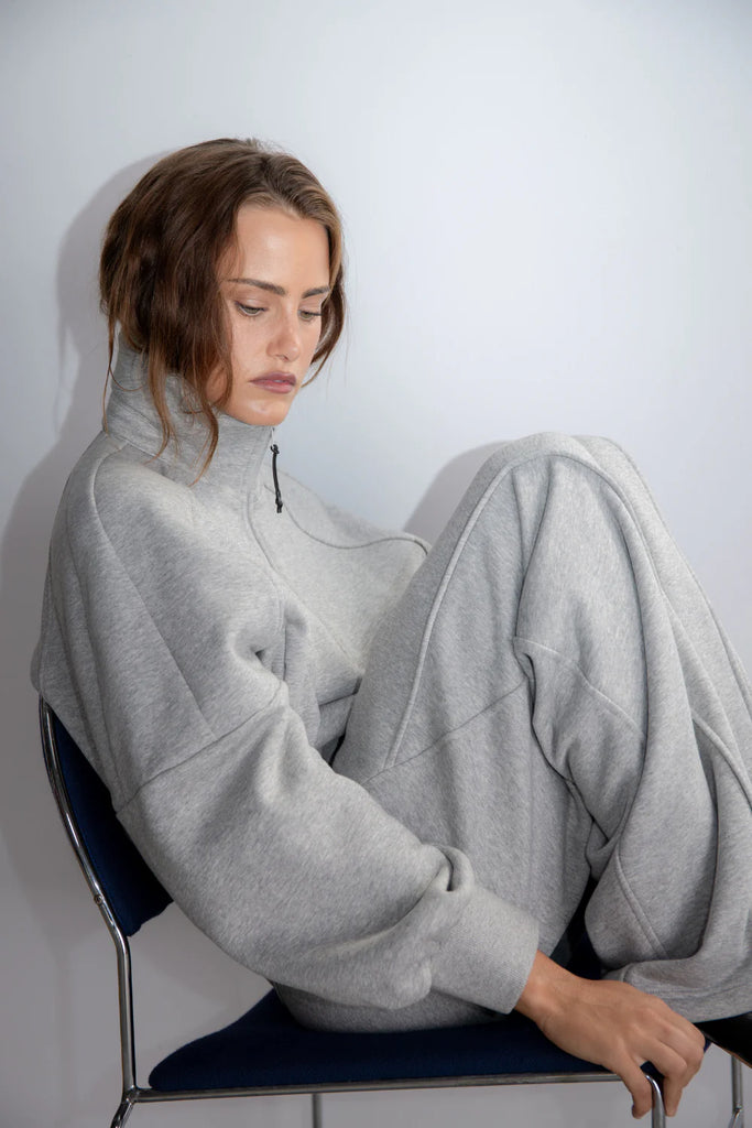 Pinky & Kamal - 1/4 Quarter Zip Fleece Sweater - Grey Marle