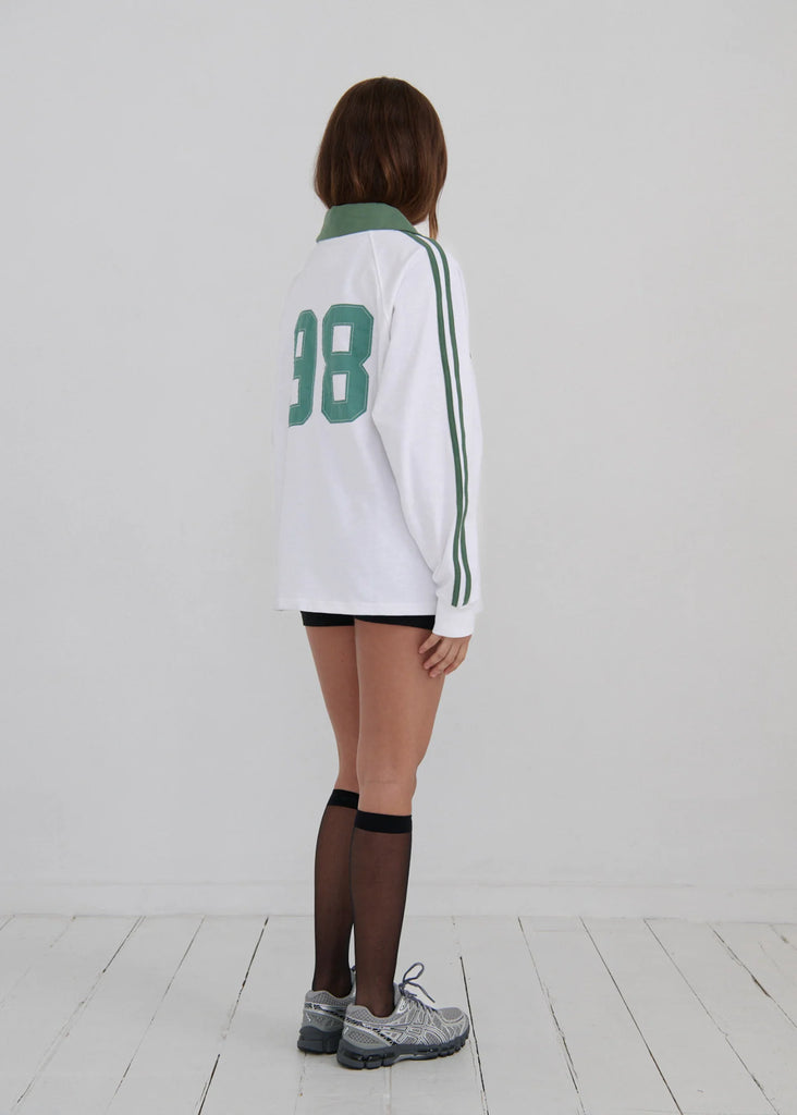 Pinky & Kamal-Long Sleeve Sport Jersey- White/ Green (Pre-Order)
