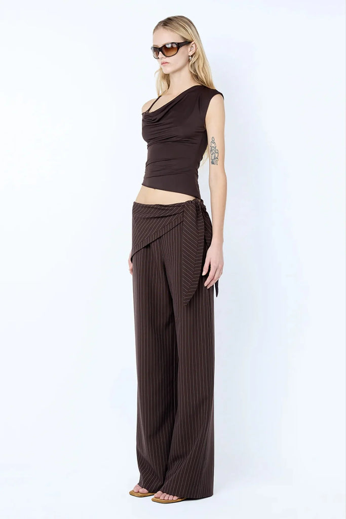 Bec & Bridge - Andre Overlay Pant - Choc Pinstripe