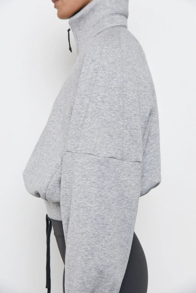 Pinky & Kamal - 1/4 Quarter Zip Fleece Sweater - Grey Marle
