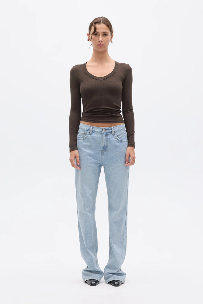Bayse - GRACE LONG SLEEVE TOP - Espresso