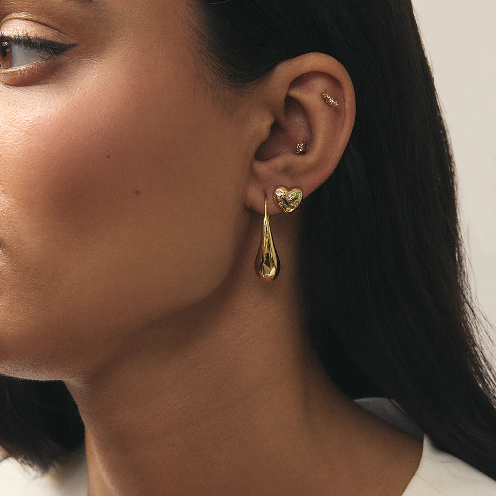 Jolie & Deen - Eponine Heart Studs - Gold