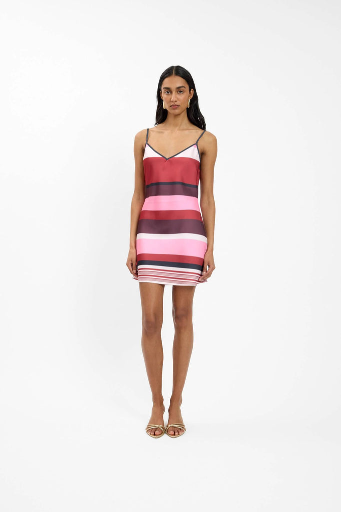 With Harper Lu - Bias Mini Dress - Fuchsia Stripe