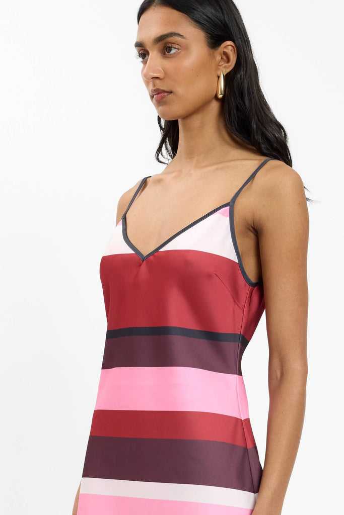 With Harper Lu - Bias Mini Dress - Fuchsia Stripe