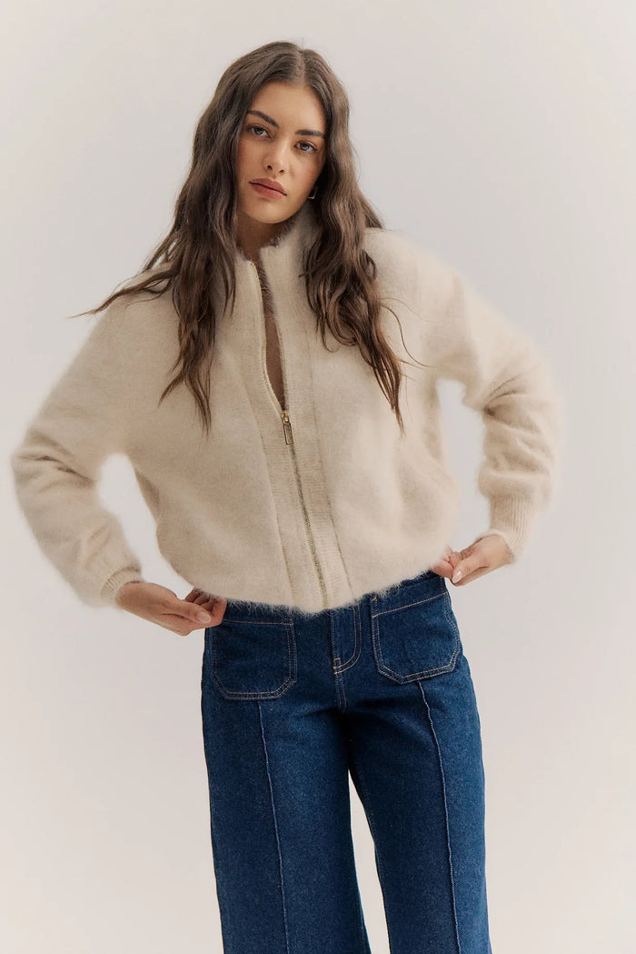 World of Nomads - Felix Zip Up Cashmere Cardigan - Oatmeal