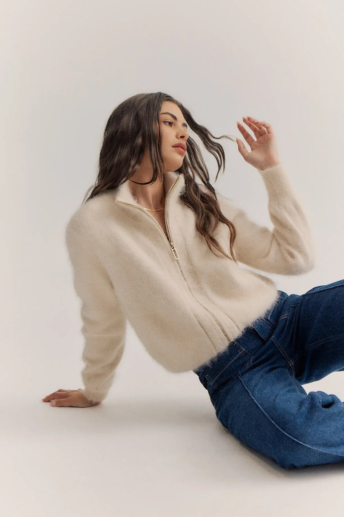 World of Nomads - Felix Zip Up Cashmere Cardigan - Oatmeal