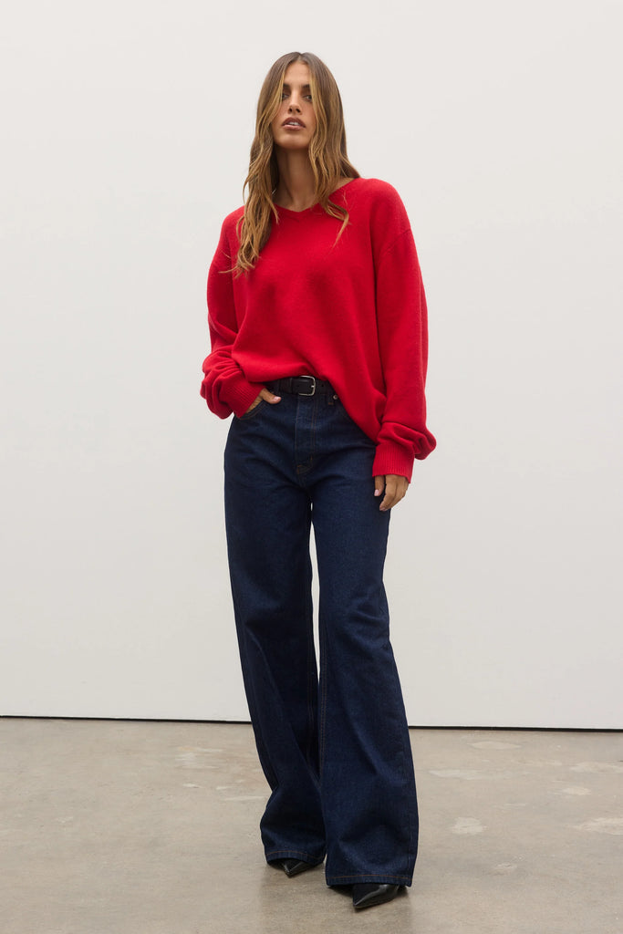 Bayse - Billie V- Neck - Cherry Red
