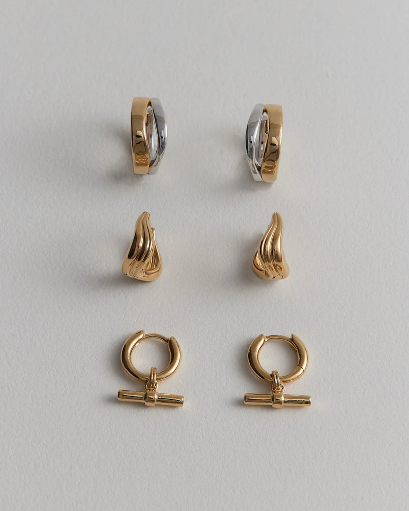 Kirstin Ash - Rhythm T-Bar Hoops - 18k Gold PLated