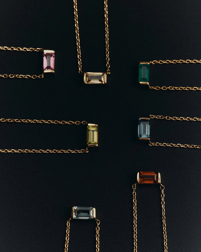 Kirstin Ash - Sky Blue (March) Topaz BAGUETTE BIRTHSTONE NECKLACE - 18k Gold Vermeil