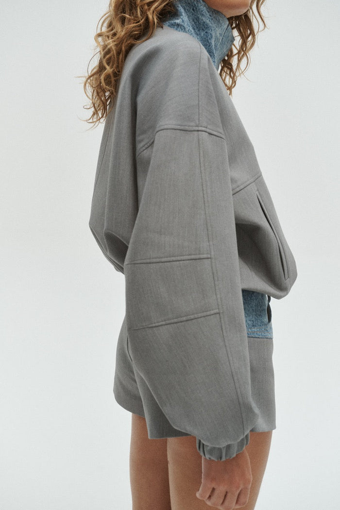 One Of Others- Tove Bomber -Grey/Blue Denim