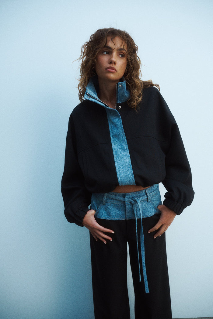 One Of Others - Tove Pant - Black/Blue Denim