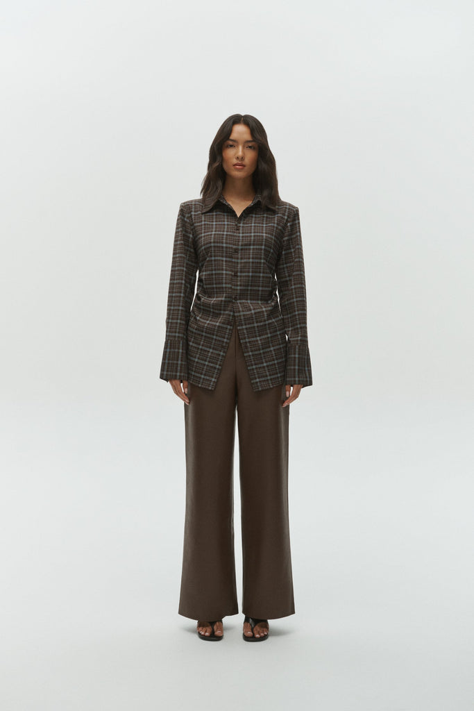 One Of Others - Juno Shirt - Brown/Blue Plaid