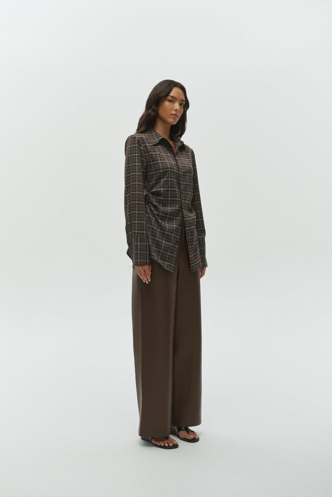 One Of Others - Juno Shirt - Brown/Blue Plaid