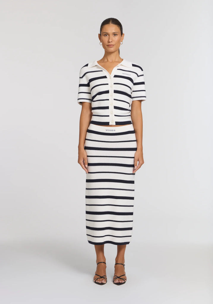 Viktoria & Woods - Accordion shirt - Navy/Ivory Stripe