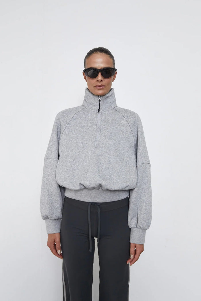 Pinky & Kamal - 1/4 Quarter Zip Fleece Sweater - Grey Marle