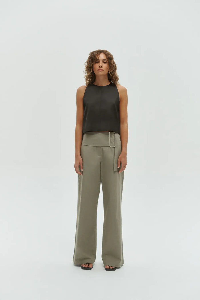 One of Others - Bea Belted Pant - Moss
