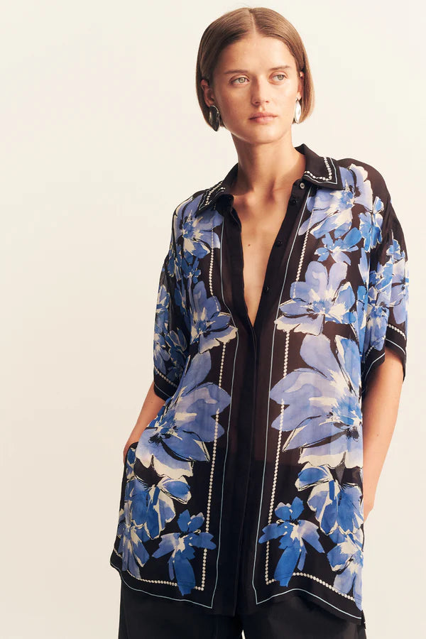 Shona Joy - Sabine Blue Wing Mosiac Shirt
