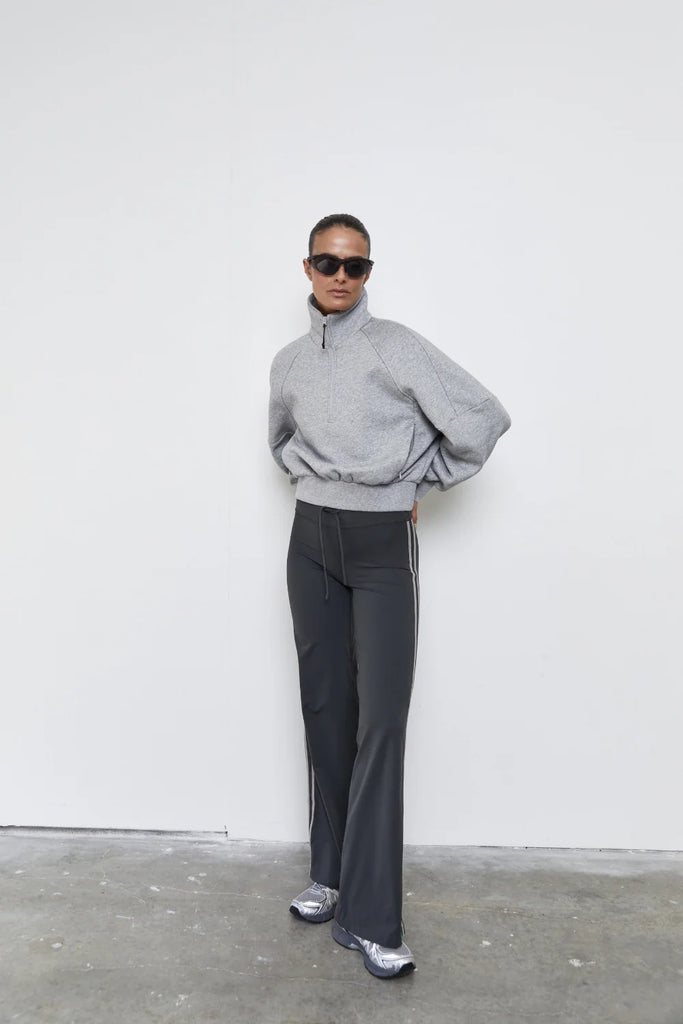Pinky & Kamal - Straight Leg Tie Up Pant  - Grey Stripe