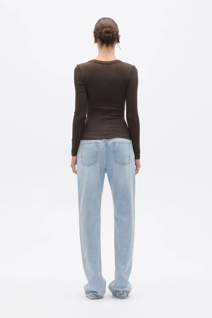 Bayse - GRACE LONG SLEEVE TOP - Espresso