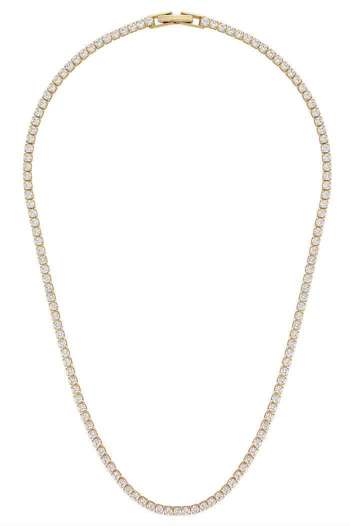 Porter - Petite Tennis Necklace - Gold/Clear