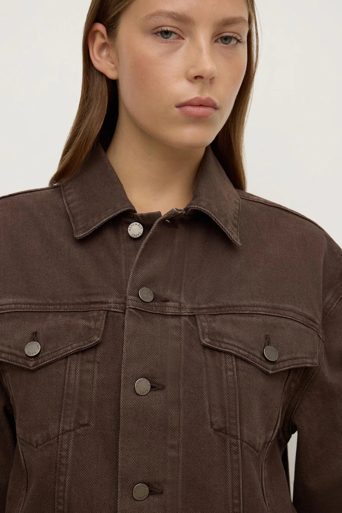 Assembly - Womens Cropped Denim Jacket - Dark Ganache