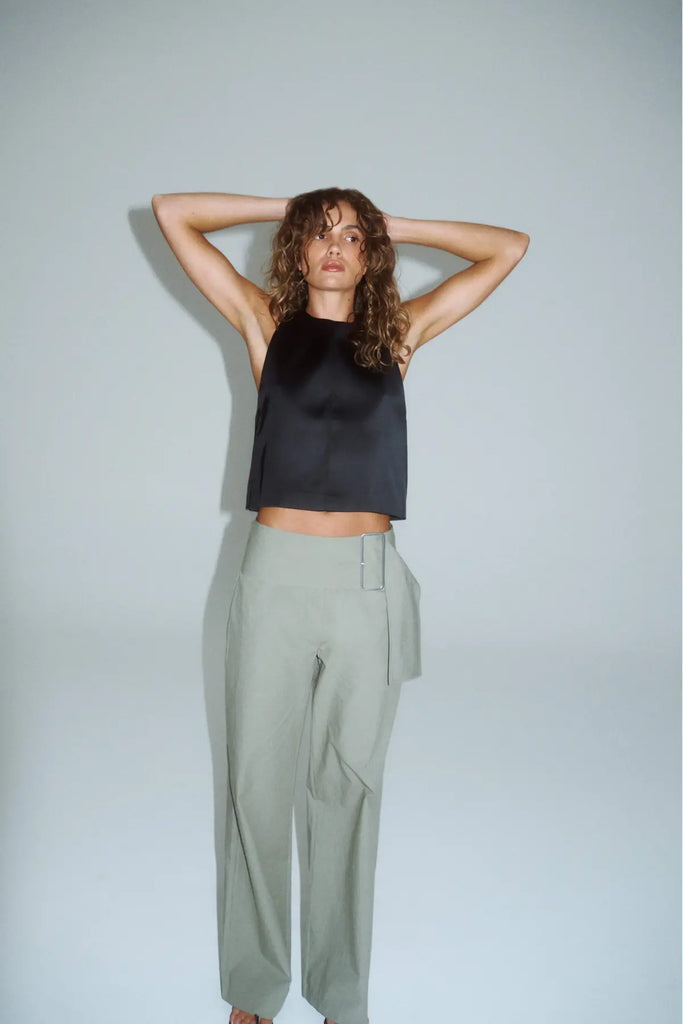 One of Others - Bea Belted Pant - Moss