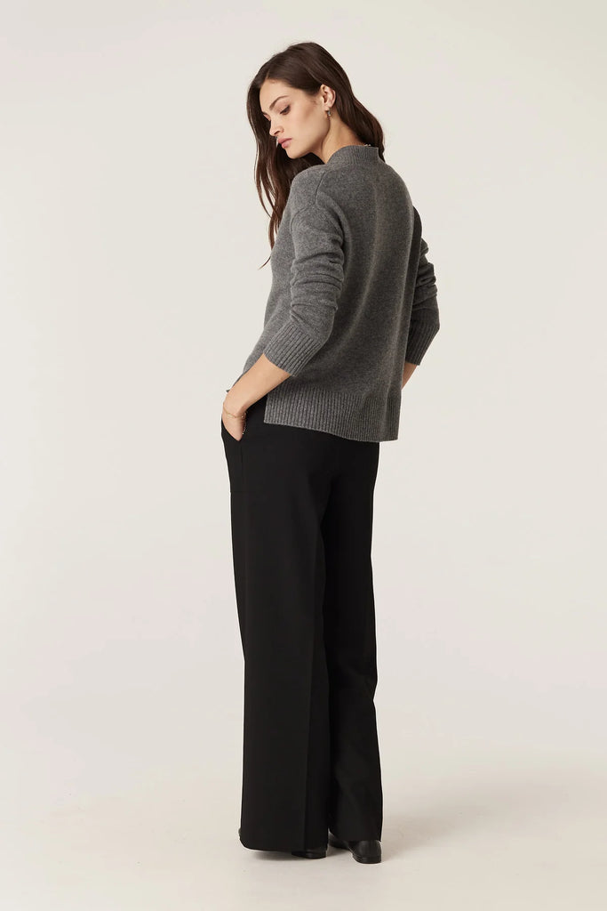 Cable - Cashwool V Jumper - Mid Grey