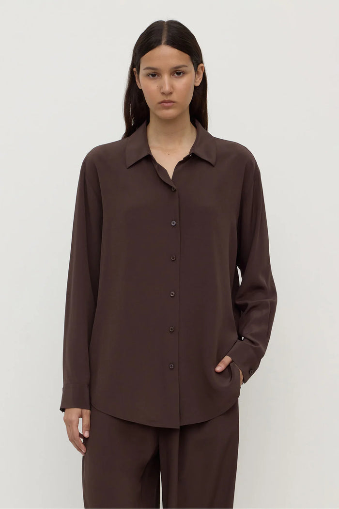 Assembly - Betty Silk  Long Sleeve Shirt - Ganache