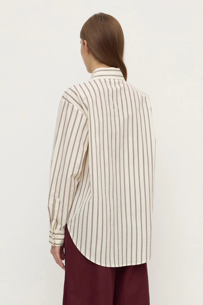 Assembly - Amaro Italian Stripe Long Sleeve Shirt - Merlot/White