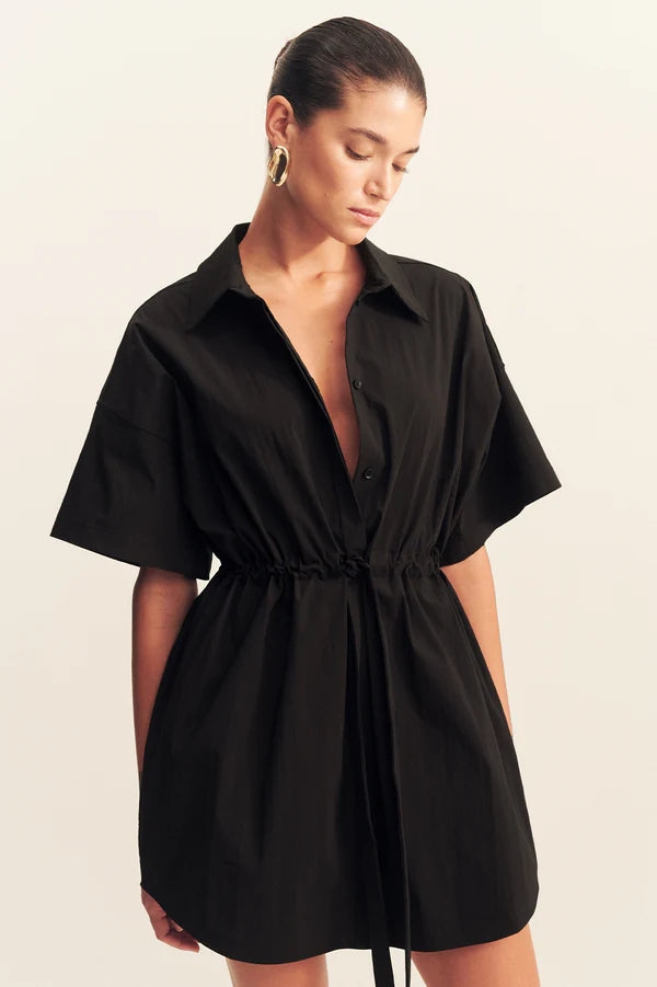 Shona Joy - Campbell SS Drawstring Shirt Dress - Black