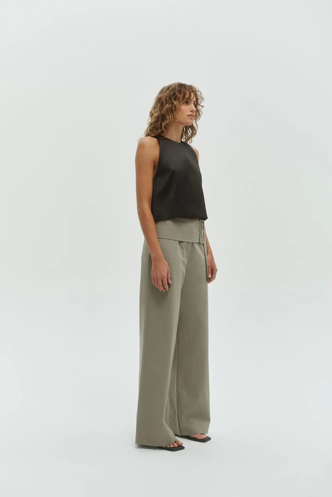 One of Others - Bea Belted Pant - Moss