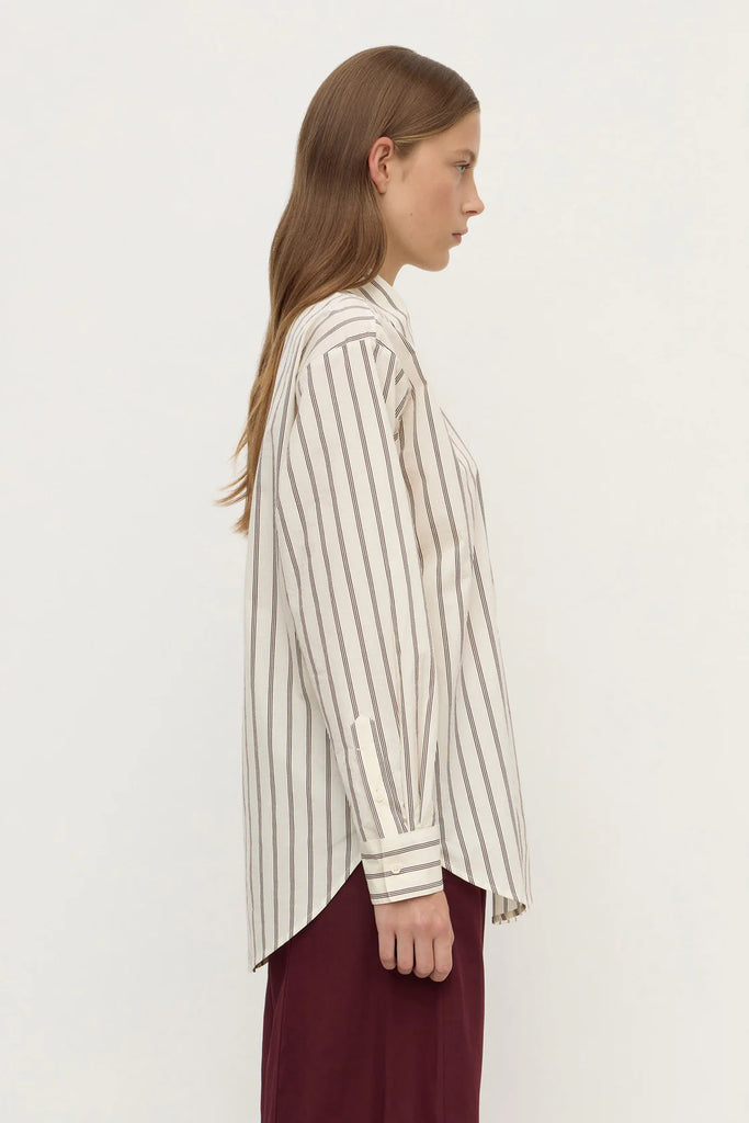 Assembly - Amaro Italian Stripe Long Sleeve Shirt - Merlot/White