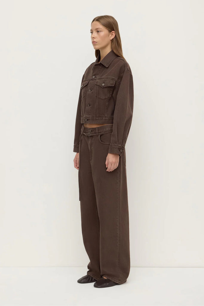 Assembly - Womens Cropped Denim Jacket - Dark Ganache