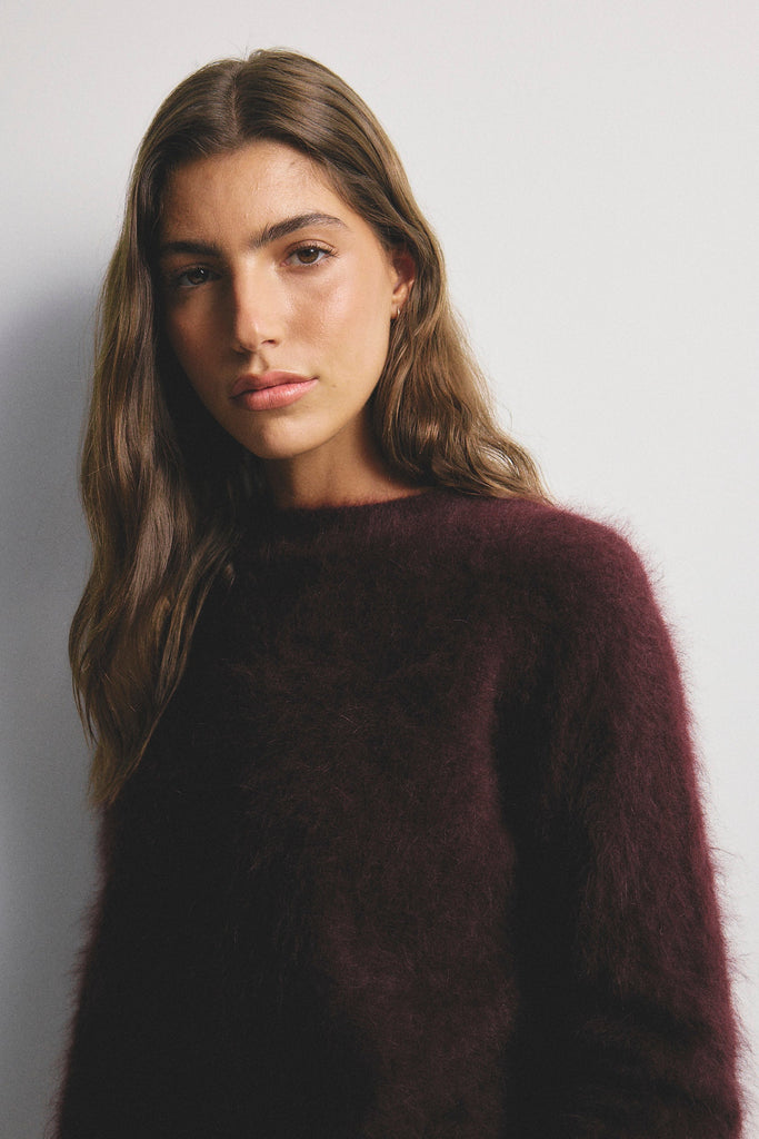 World Of Nomads - Adele Cashmere Crew Neck Knit - Aubergine