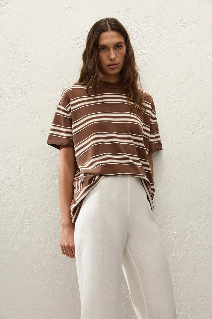 Faithfull The Brand - LE PAZ TOP - OMBRE STRIPE MACRO CAROB