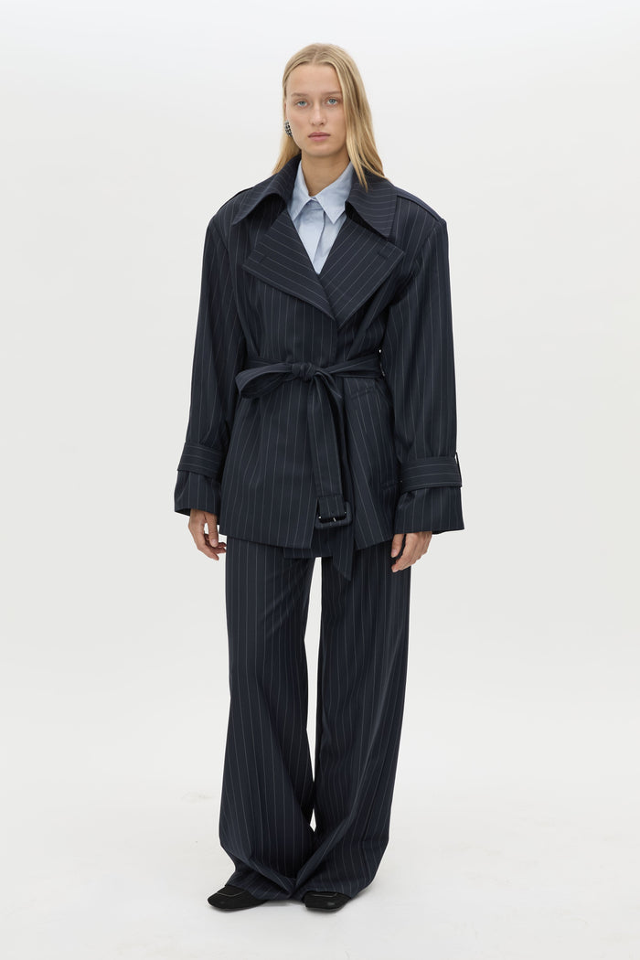 Camilla and Marc - Brody Short Trench Coat - French Navy Stripe