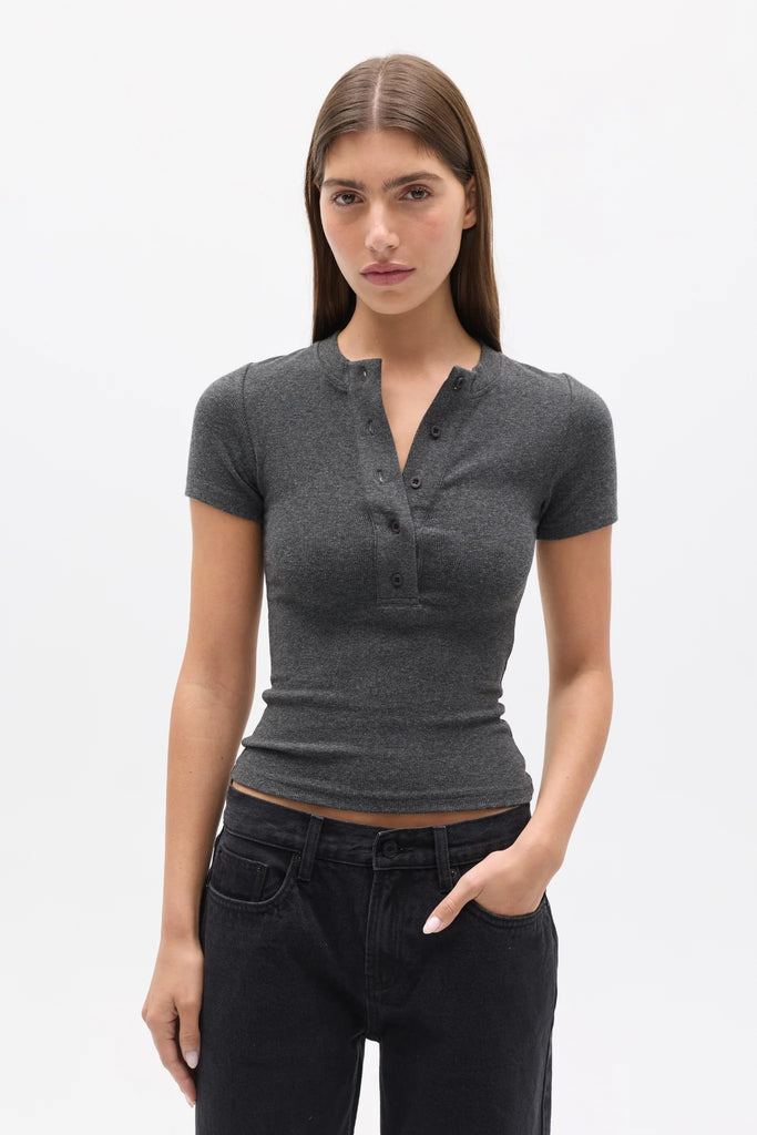 Bayse - OCEANE TOP - DARK HEATHER GREY