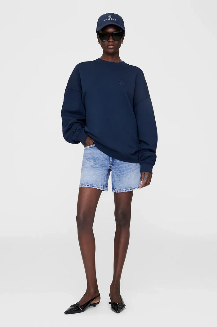 Anine Bing - Miles Sweatshirt Framed Monogram - Washed Navy