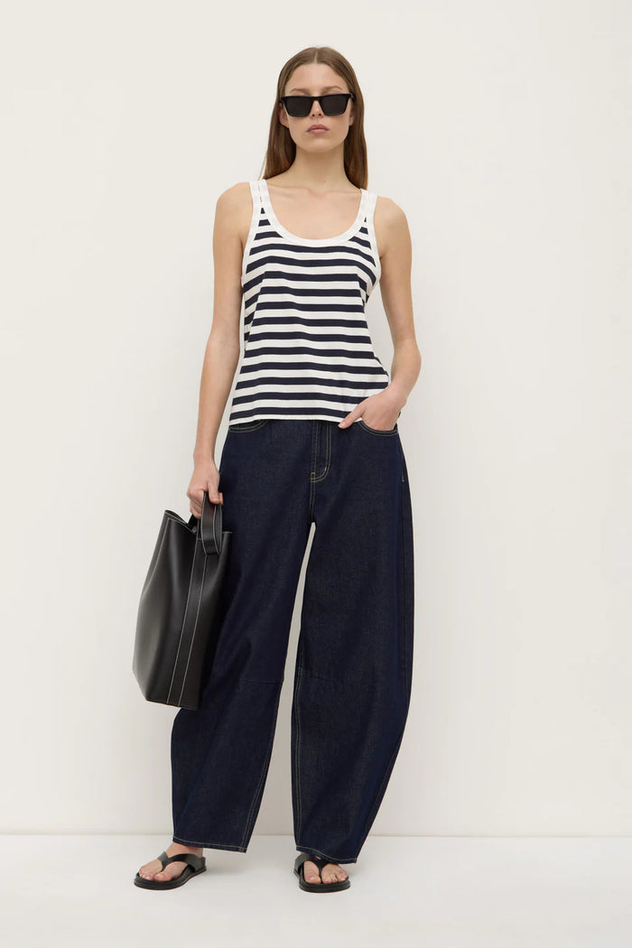 Assembly - Adria Stripe Jersey Tank - Anique White/Navy Stripe