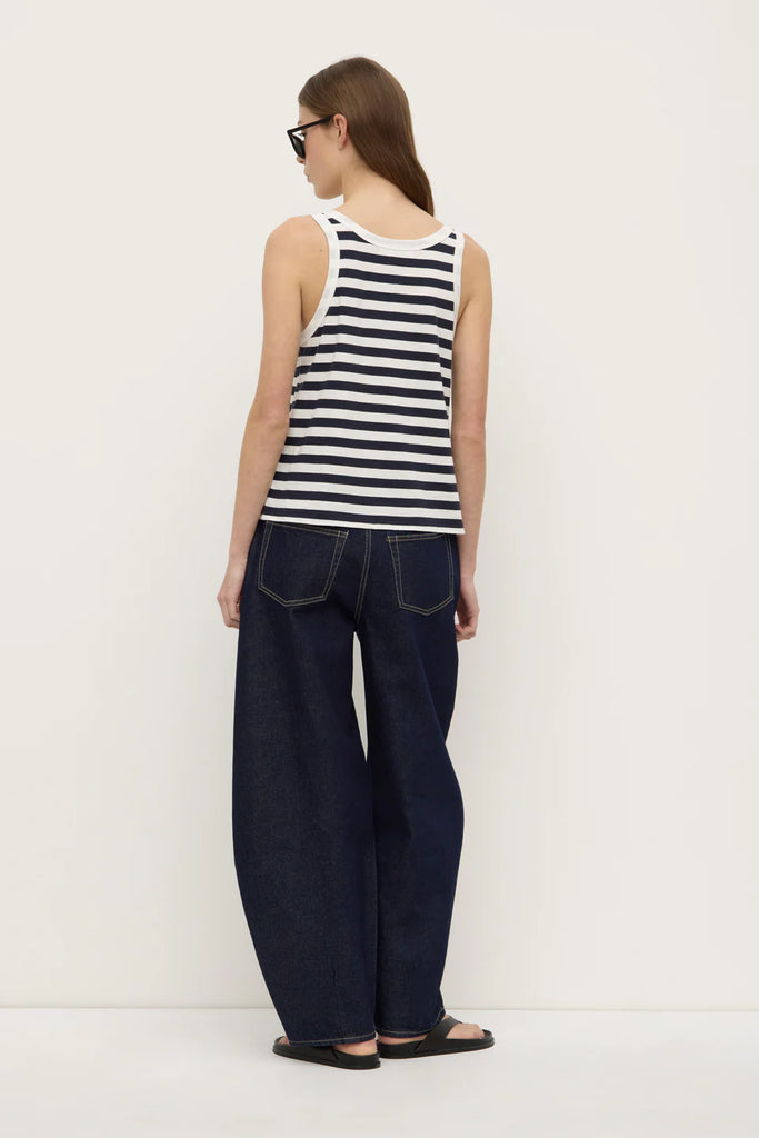Assembly - Adria Stripe Jersey Tank - Anique White/Navy Stripe
