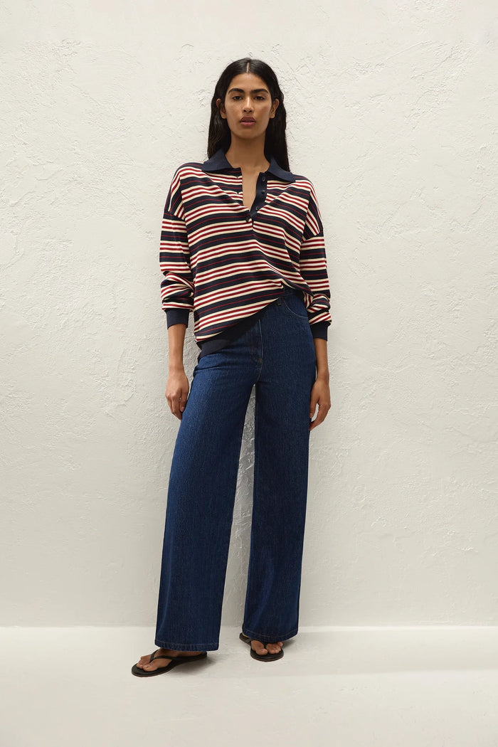 Faithful - Harlow Oversized Polo - Cila Stripe Navy