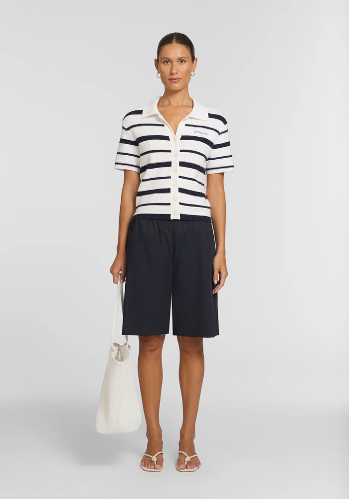 Viktoria & Woods - Accordion shirt - Navy/Ivory Stripe