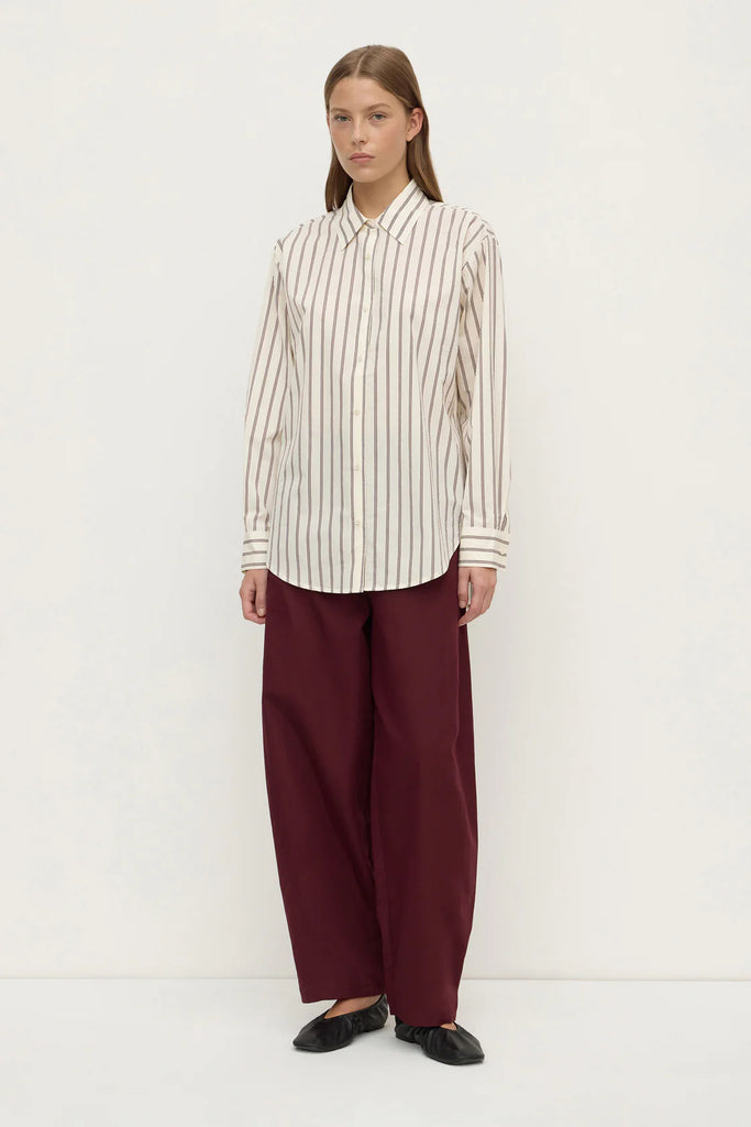 Assembly - Amaro Italian Stripe Long Sleeve Shirt - Merlot/White