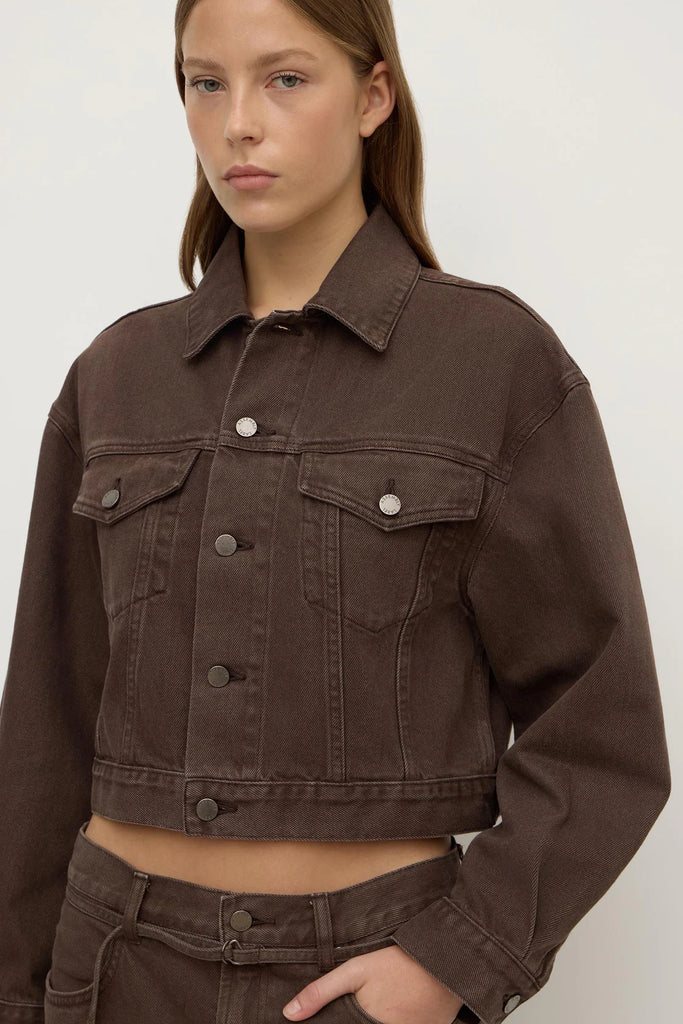 Assembly - Womens Cropped Denim Jacket - Dark Ganache